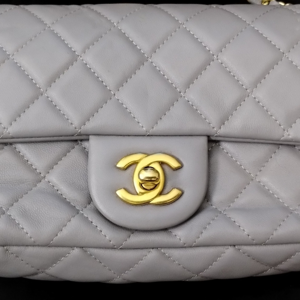 Chanel Pearl Crush Mini Rectangular Flap Bag Light Grey Lambskin - Picture 11 of 11